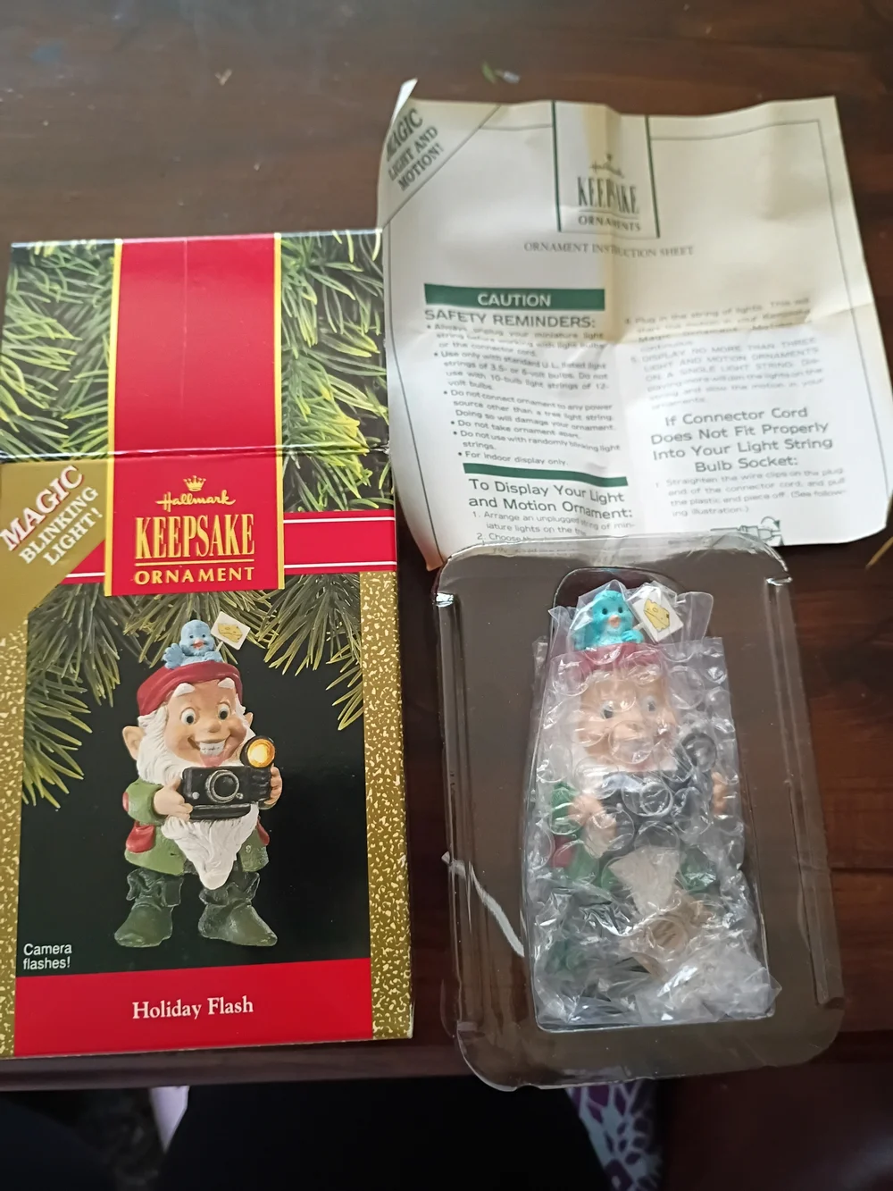 1990 Hallmark Ornament Holiday Flash Gnome - Red & Green